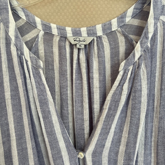 Rails Jasmine Dress Linen/Rayon Blue White Stripe Size XL - Picture 3 of 12